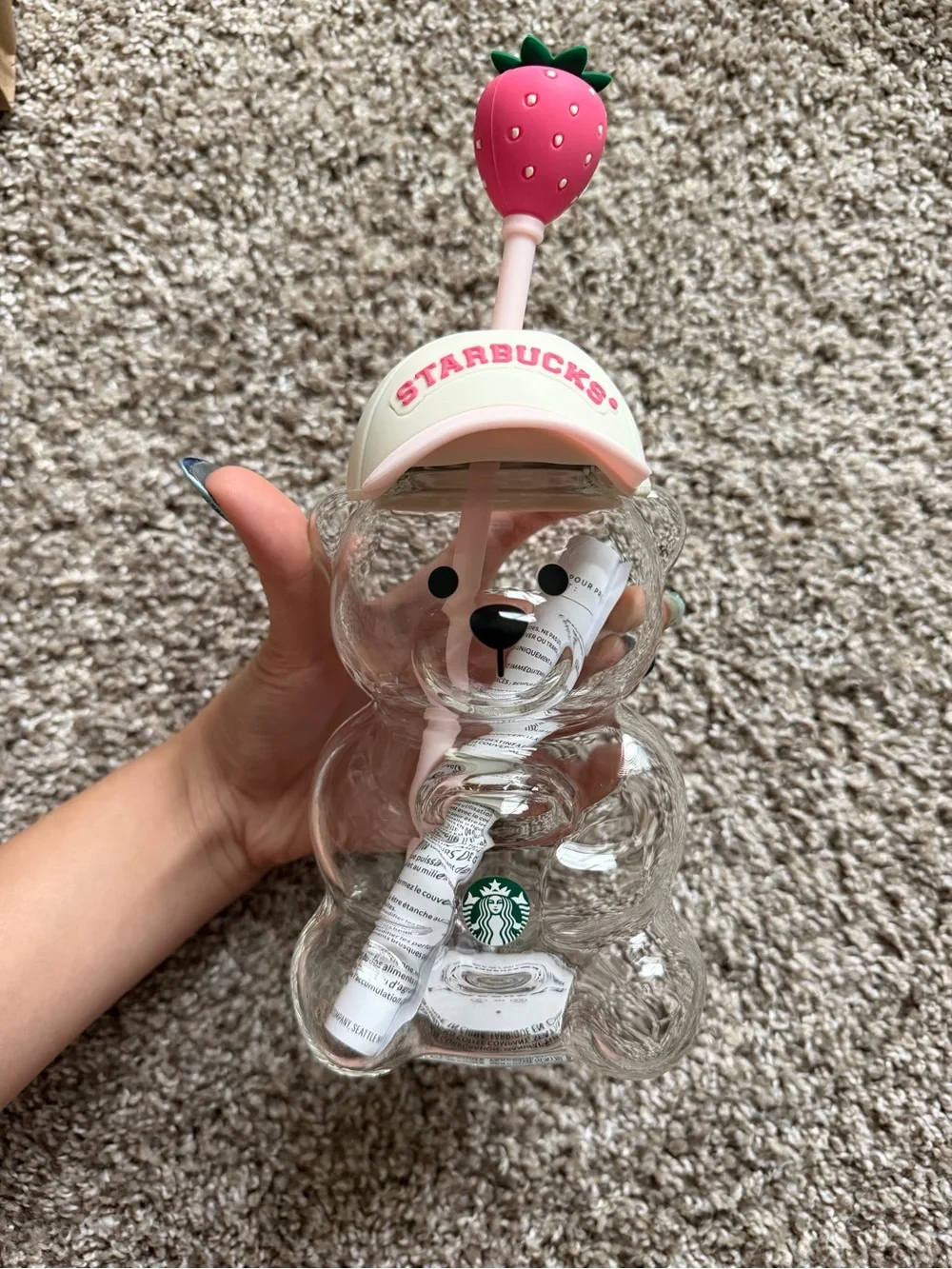 AUTHENTIC 2026 Starbucks Bearista Bear Cup Strawberry Pink Baseball Hat NEW